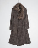 Yohji Yamamoto tweed fur collar coat