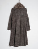 Yohji Yamamoto tweed fur collar coat