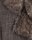Yohji Yamamoto tweed fur collar coat