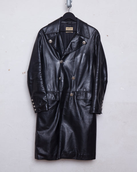 Helmut Lang leather military coat