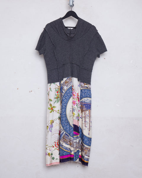 COMME DES GARÇONS knit and silk scarf hybrid dress