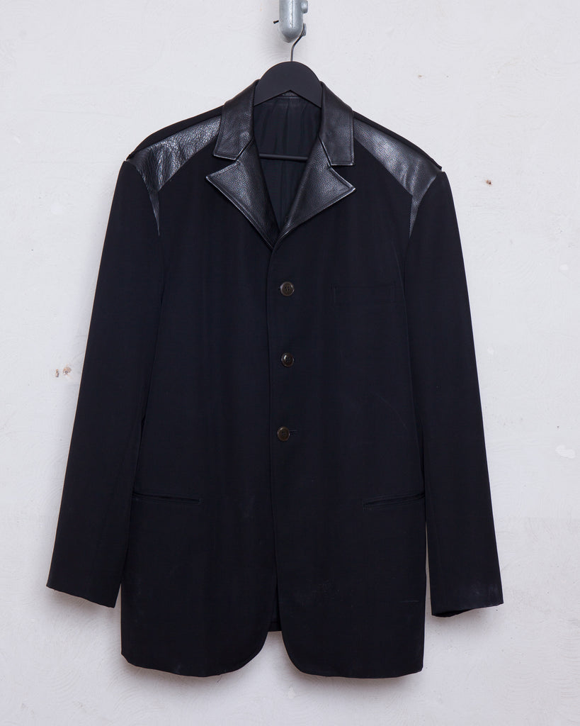 Yohji Yamamoto Pour Homme leather insert blazer