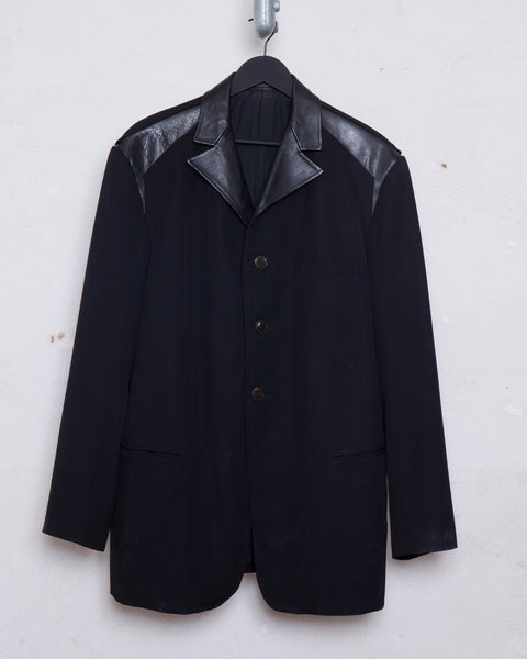 Yohji Yamamoto Pour Homme leather insert blazer