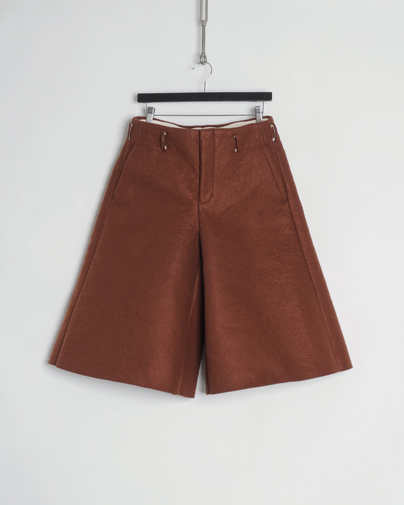 COMME des GARÇONS Homme Plus brown wide felt shorts