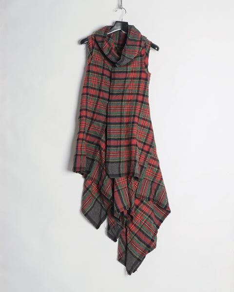 COMME DES GARÇONS TARTAN SLICED SQUARE VEST
