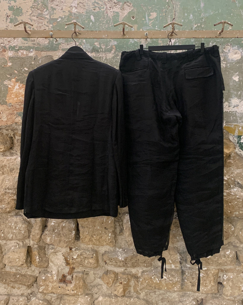 Yohji Yamamoto Pour Homme Basting Stitch Silk Gauze Layered Suit