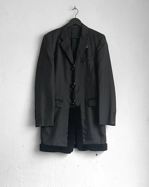 Comme des Garçons Homme Fancy Buttonhole Coat with Fur trim
