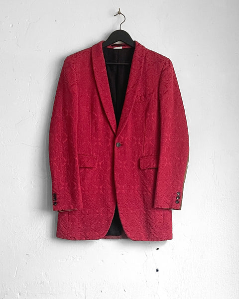 Comme des Garçons Homme Plus Red Brocade Jacket with Velvet Sleeve