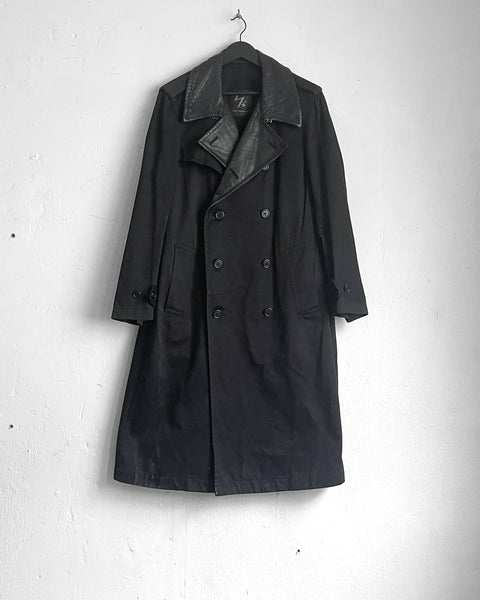 Yohji Yamamoto Leather Lapel Cotton Coat