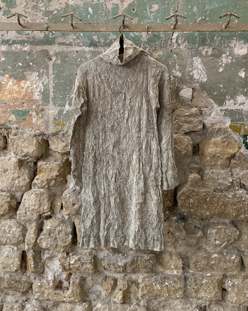 Issey Miyake Crushed Pleat Longsleeve Dress