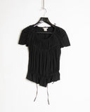 Issey Miyake Gathered Black Braid Top