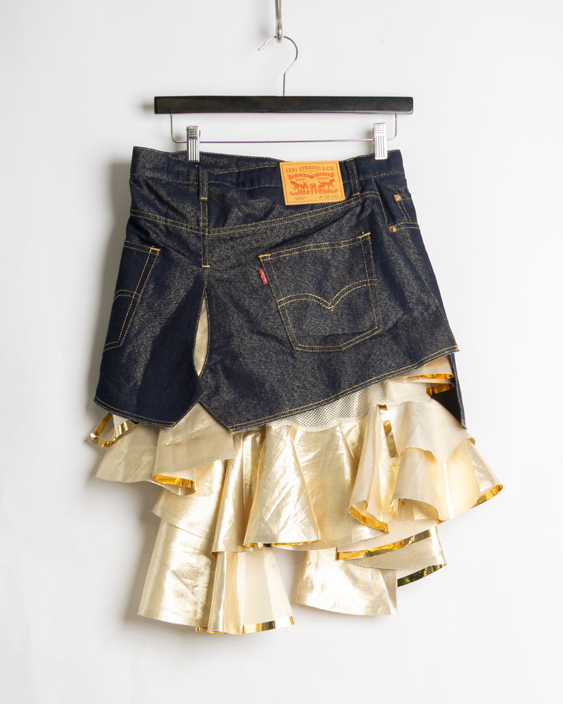 Junya Watanabe golden frilled mini skirt