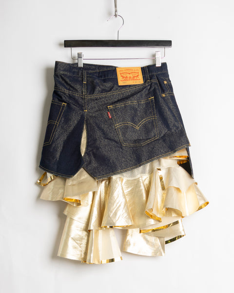 Junya Watanabe golden frilled mini skirt