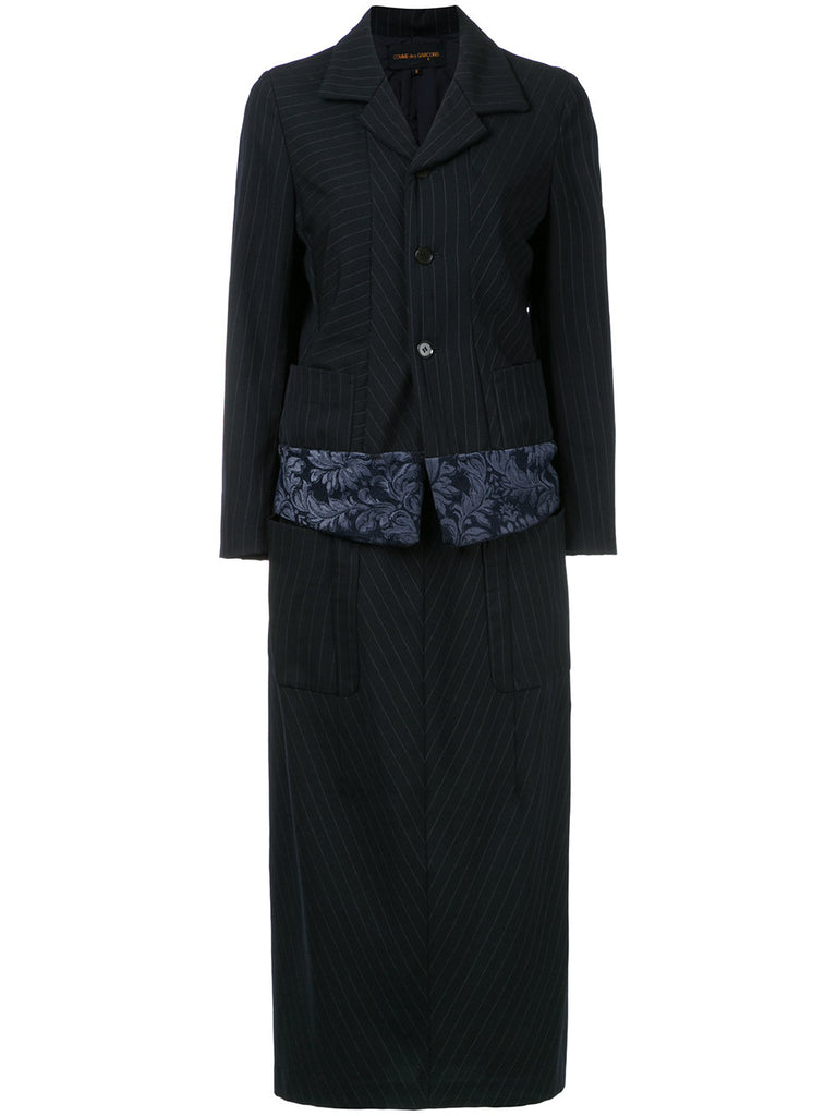 COMME DES GARÇONS pinstripe dissected blazer and skirt set