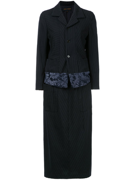 COMME DES GARÇONS pinstripe dissected blazer and skirt set