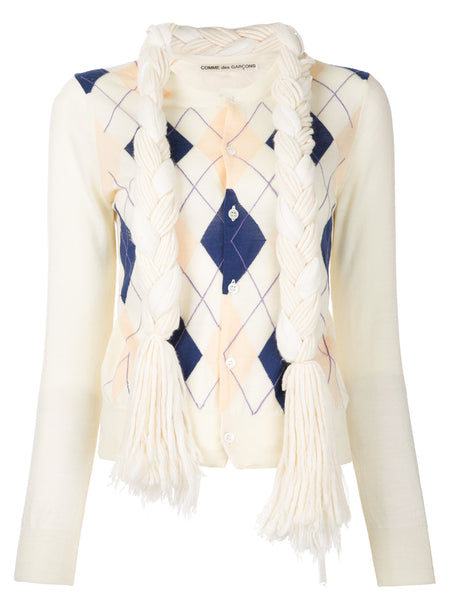 COMME DES GARÇONS argyle braid knitted sweater