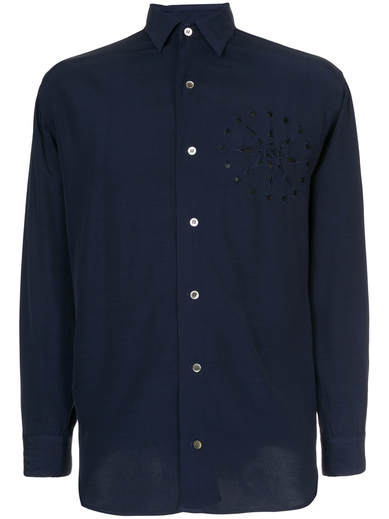 YOHJI YAMAMOTO perforated chest detail shirt