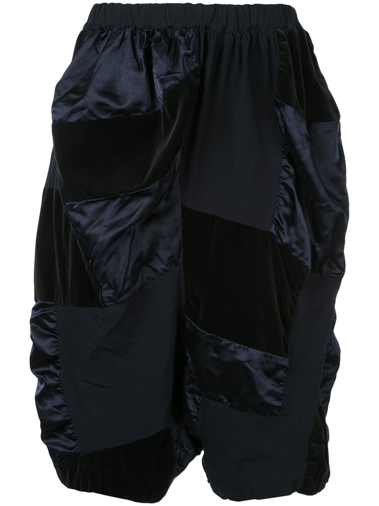 COMME DES GARÇONS patchwork draped shorts