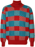 ISSEY MIYAKE brick pattern turtleneck jumper