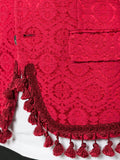 COMME DES GARÇONS Homme Plus Red Embroidered 2 Button Jacket with Fringe