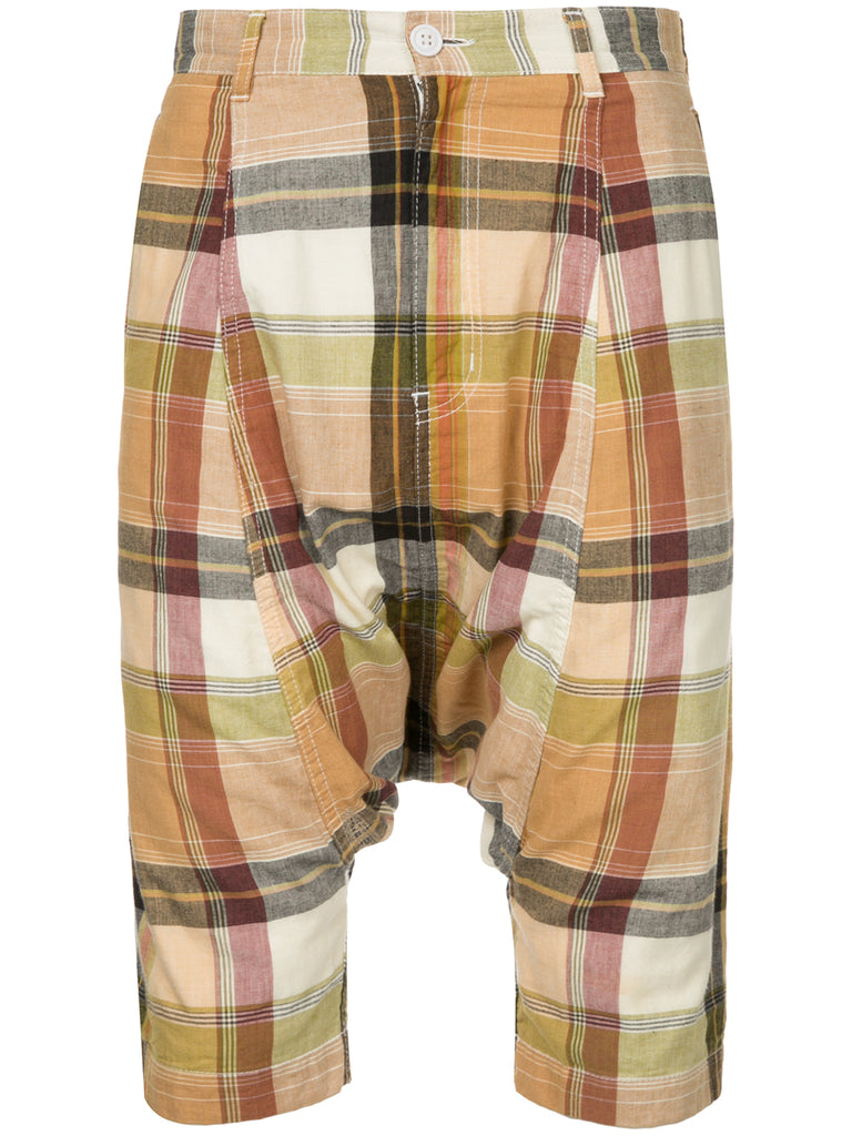 COMME DES GARÇONS Homme Plus Drop-Crotch Plaid Shorts with Cord Outlined Pockets