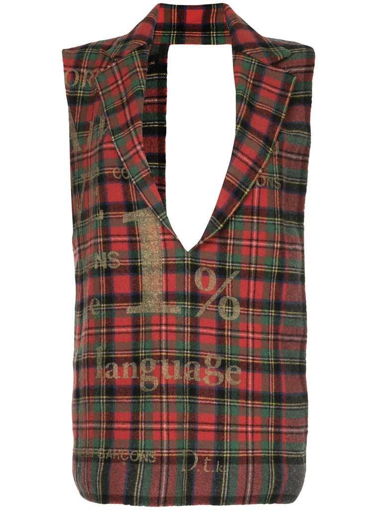 COMME DES GARÇONS deconstructed sleeveless tartan jacket