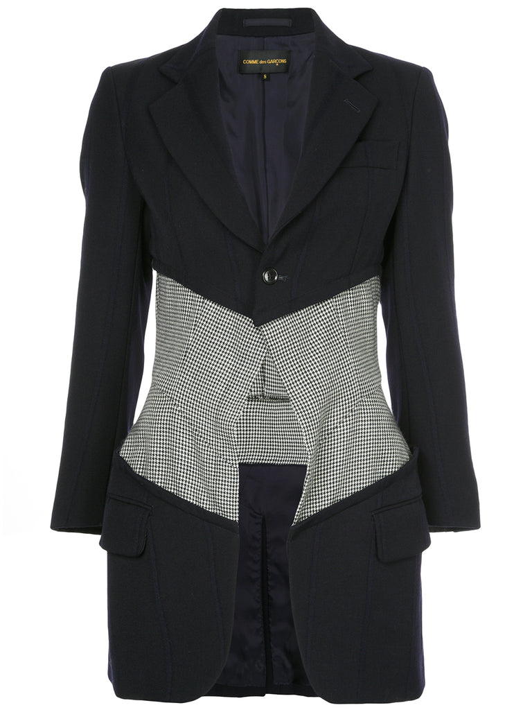 COMME DES GARÇONS houndstooth panel fitted coat