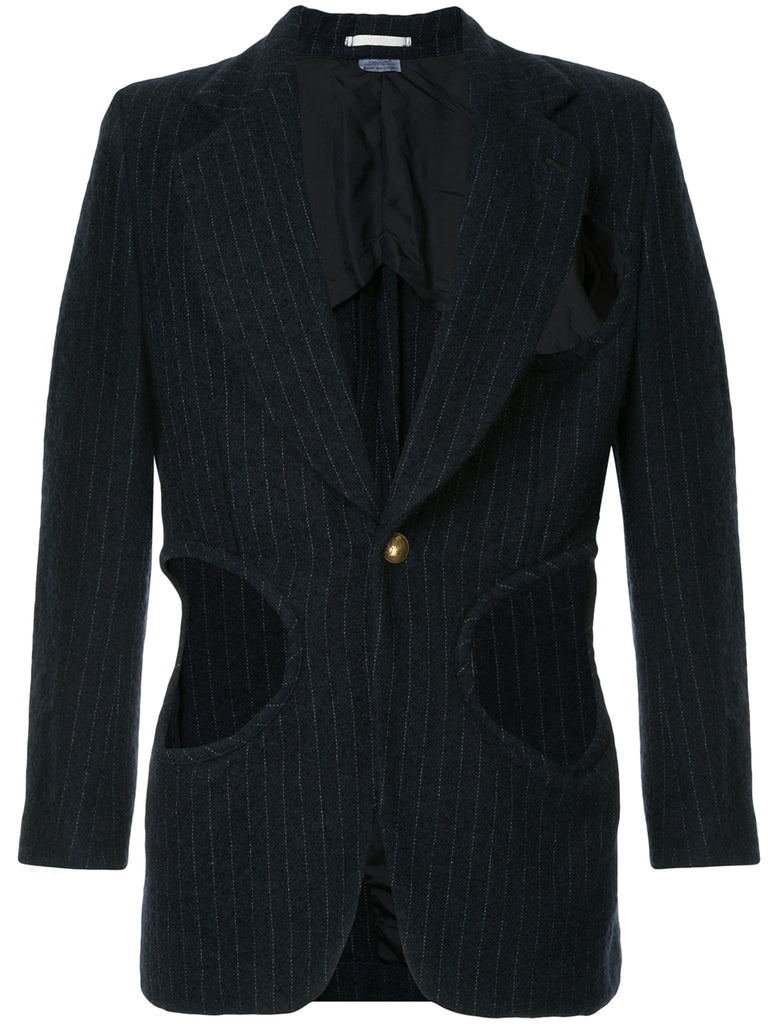 COMME DES GARÇONS Homme Plus pinstripe holes blazer