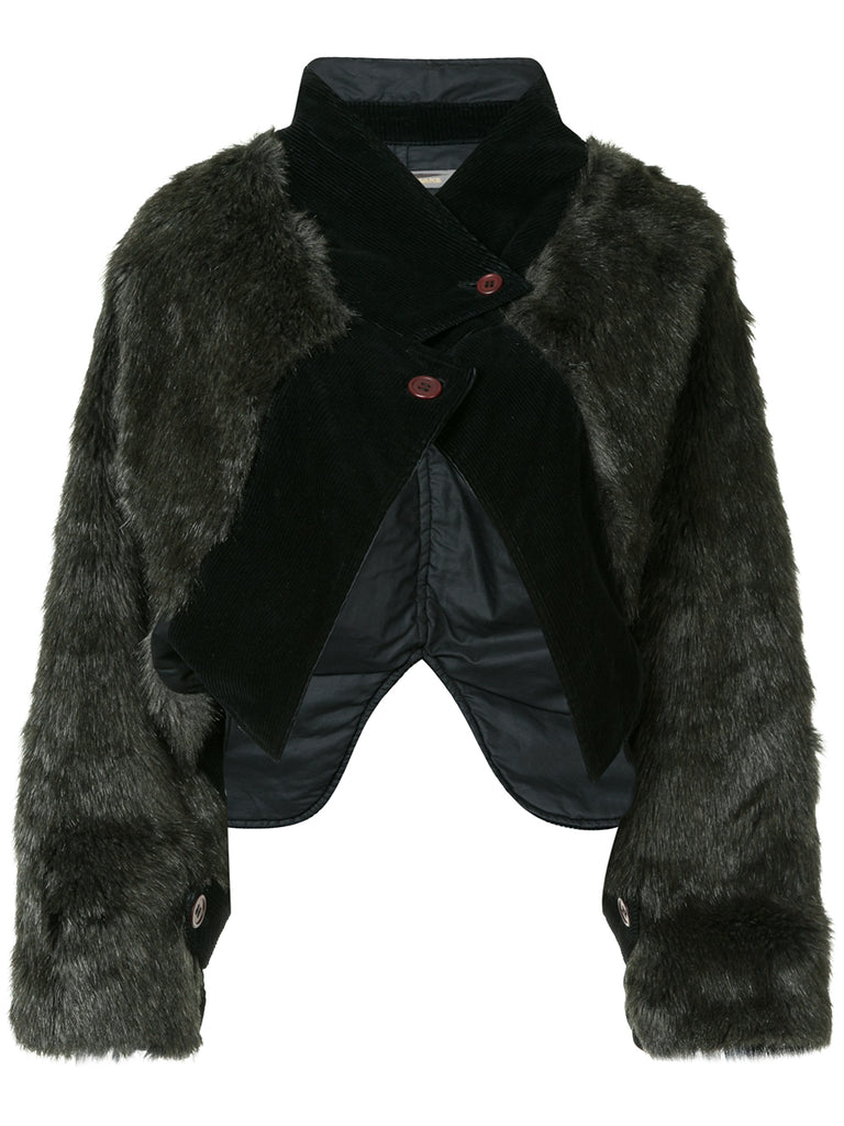 ISSEY MIYAKE corduroy and faux fur jacket