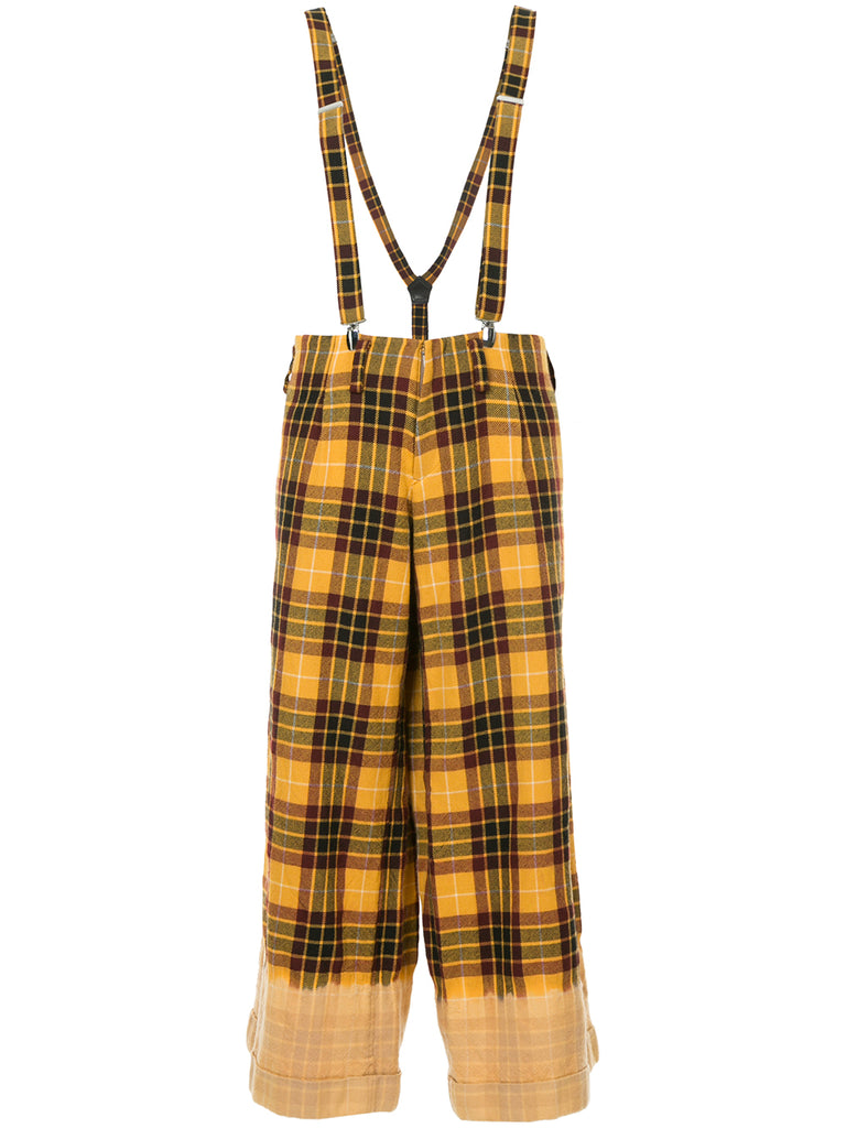 YOHJI YAMAMOTO plaid flared overall trousers
