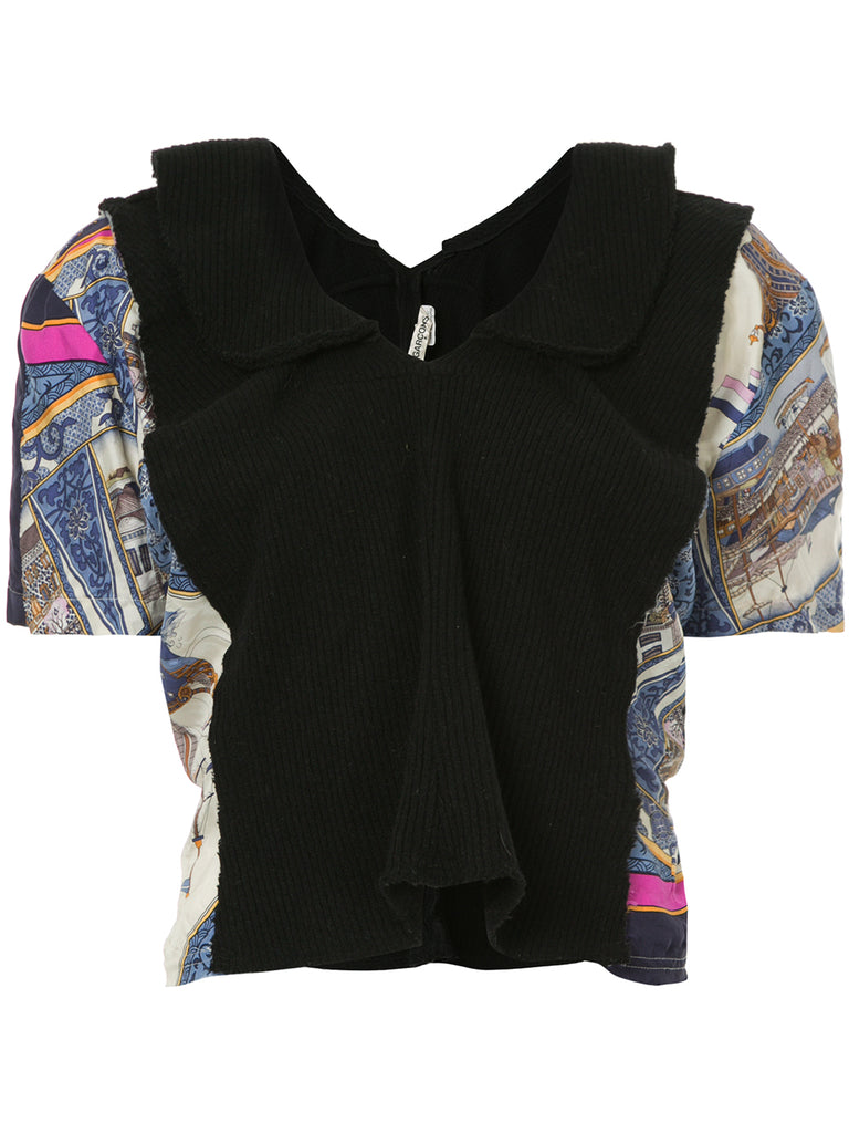 COMME DES GARÇONS printed-panel kntted blouse