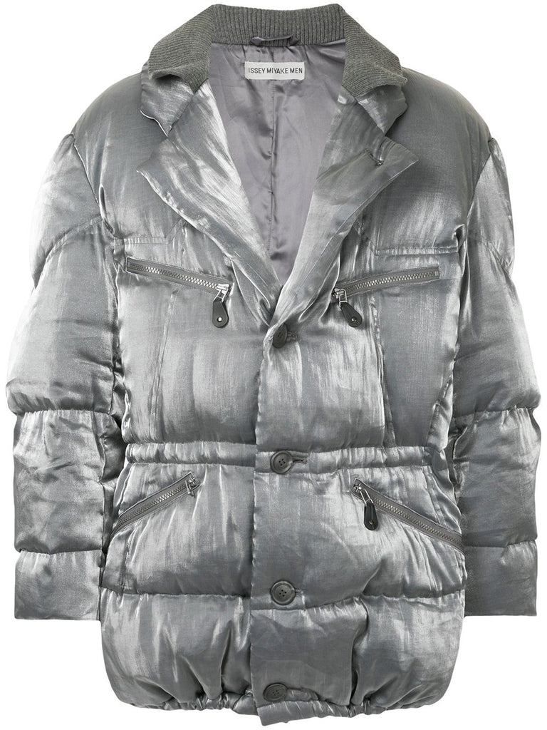ISSEY MIYAKE double-collar metallic puffer jacket