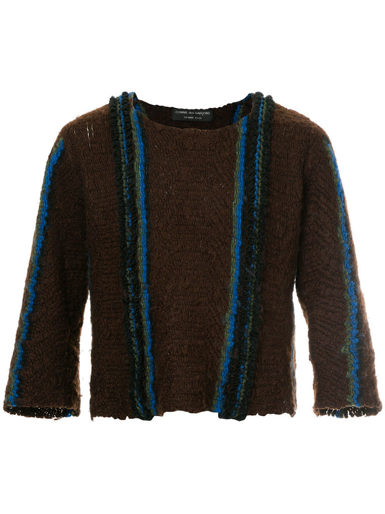 COMME DES GARÇONS Homme Plus stripe-trim cropped jumper