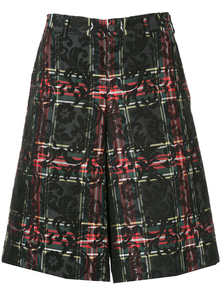 COMME DES GARÇONS Homme Plus tartan lace embroidered shorts