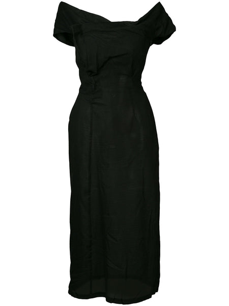 YOHJI YAMAMOTO off-shoulder flared midi dress