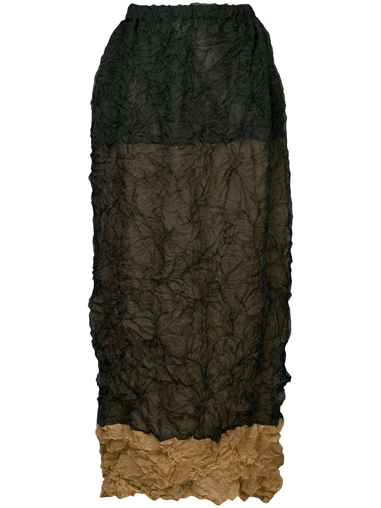 ISSEY MIYAKE contrast crinkle-effect skirt