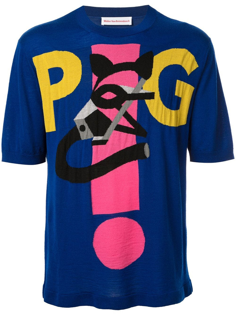 WALTER VAN BEIRENDONCK intarsia knit T-shirt