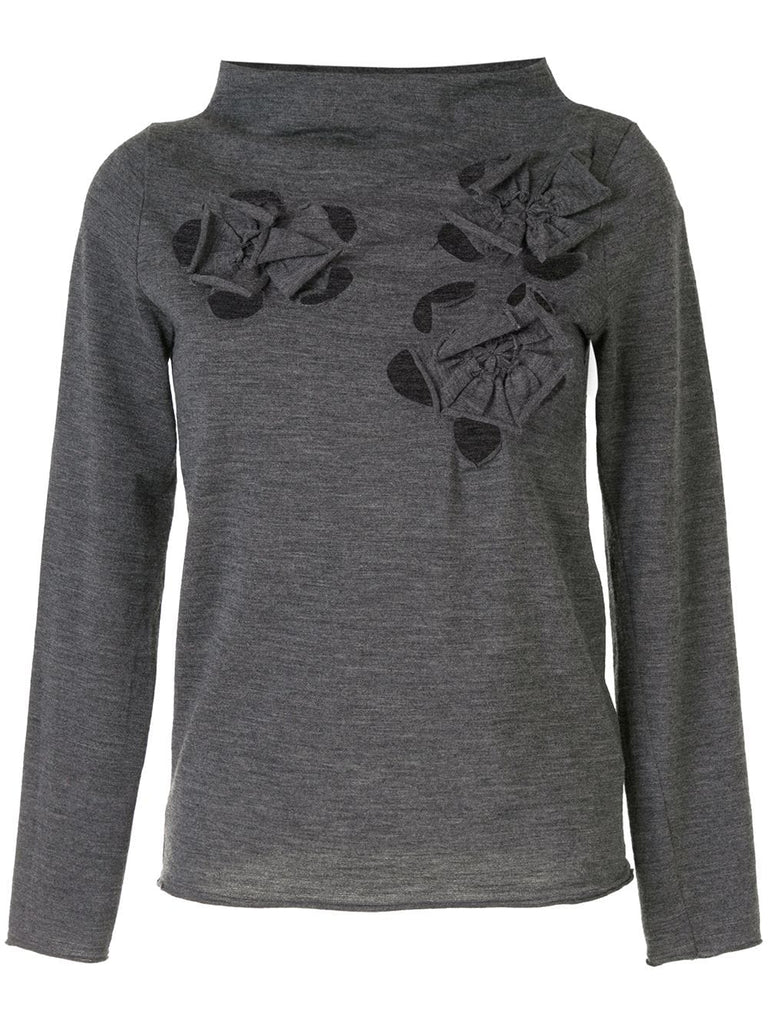 COMME DES GARÇONS flower appliqués long-sleeved blouse