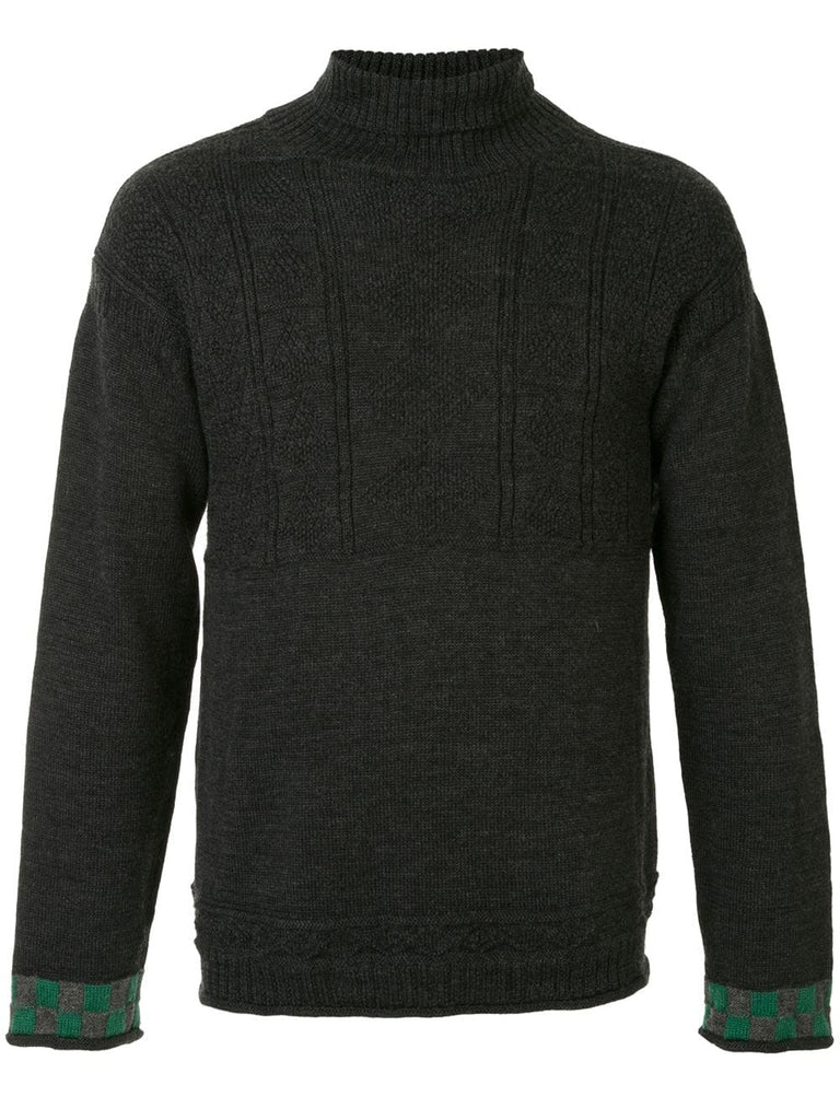 COMME DES GARÇONS checkerboard cuffs turtle neck jumper