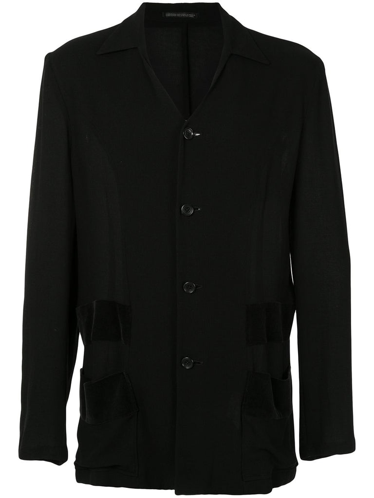 YOHJI YAMAMOTO velvet trimming relaxed-fit jacket