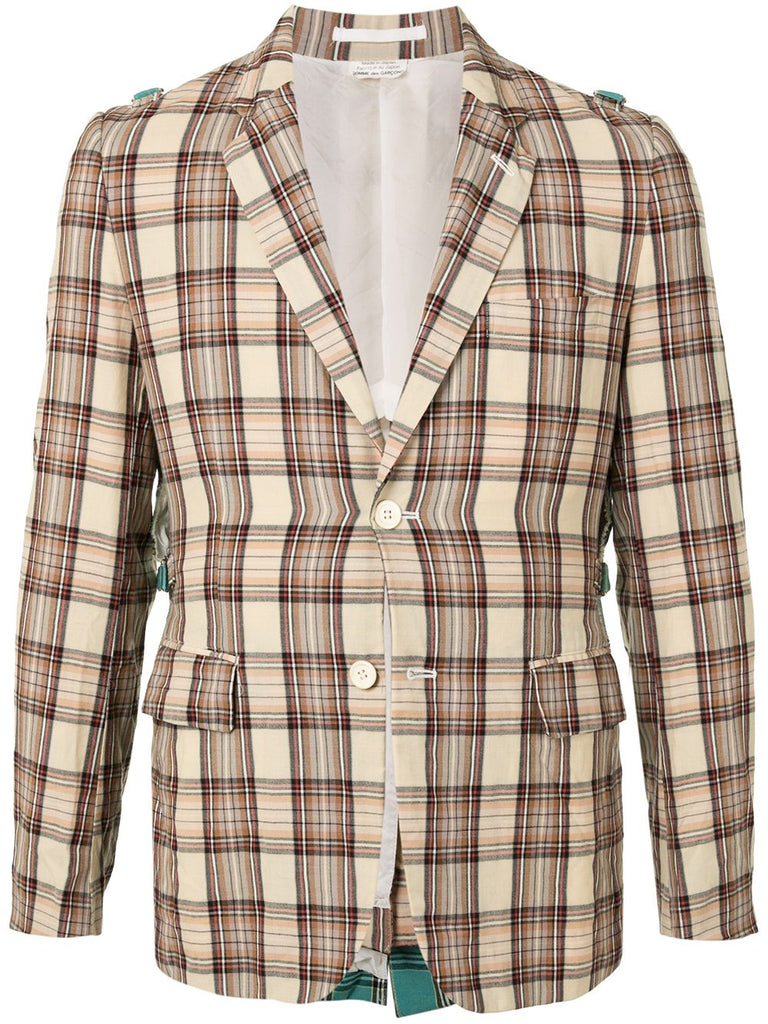 COMME DES GARÇONS contrasting panel checked blazer