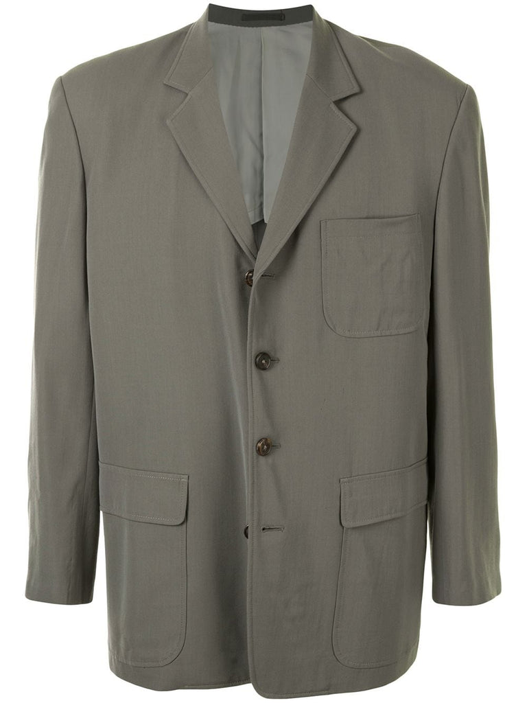 Yohji Yamamoto structured shoulders buttoned blazer
