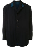 Yohji Yamamoto Pour Homme reversible denim trim single-breasted blazer
