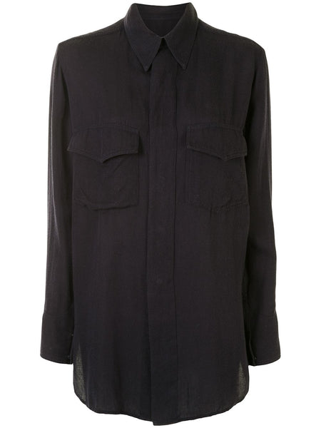 Yohji Yamamoto elongated semi-sheer shirt
