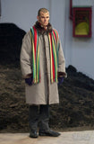 Issey Miyake padded fur trim coat