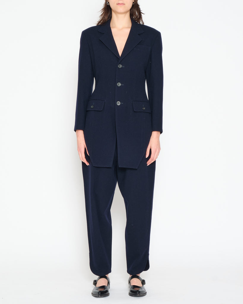 Yohji Yamamoto elongated front suit