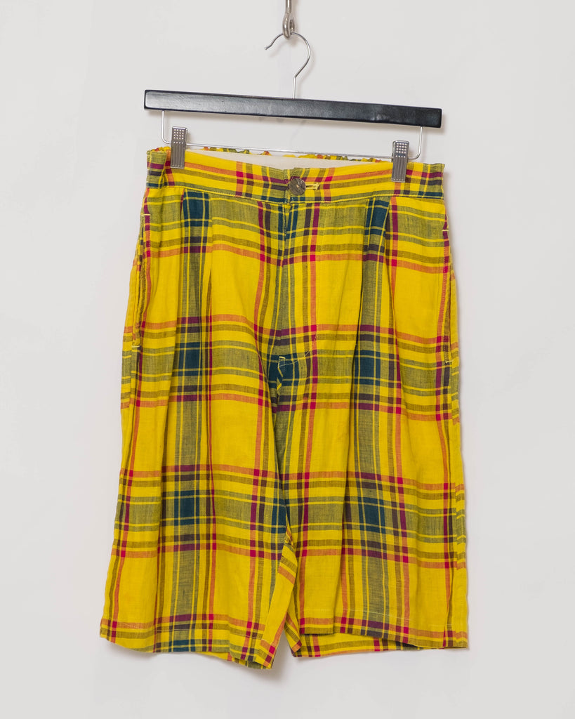 COMME des GARÇONS Homme Plus yellow tartan shorts