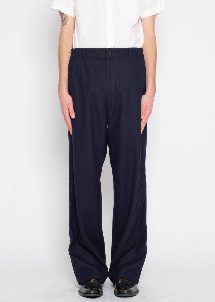 COMME des GARÇONS robe de chambre navy wool trouser
