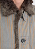 Issey Miyake padded fur trim coat