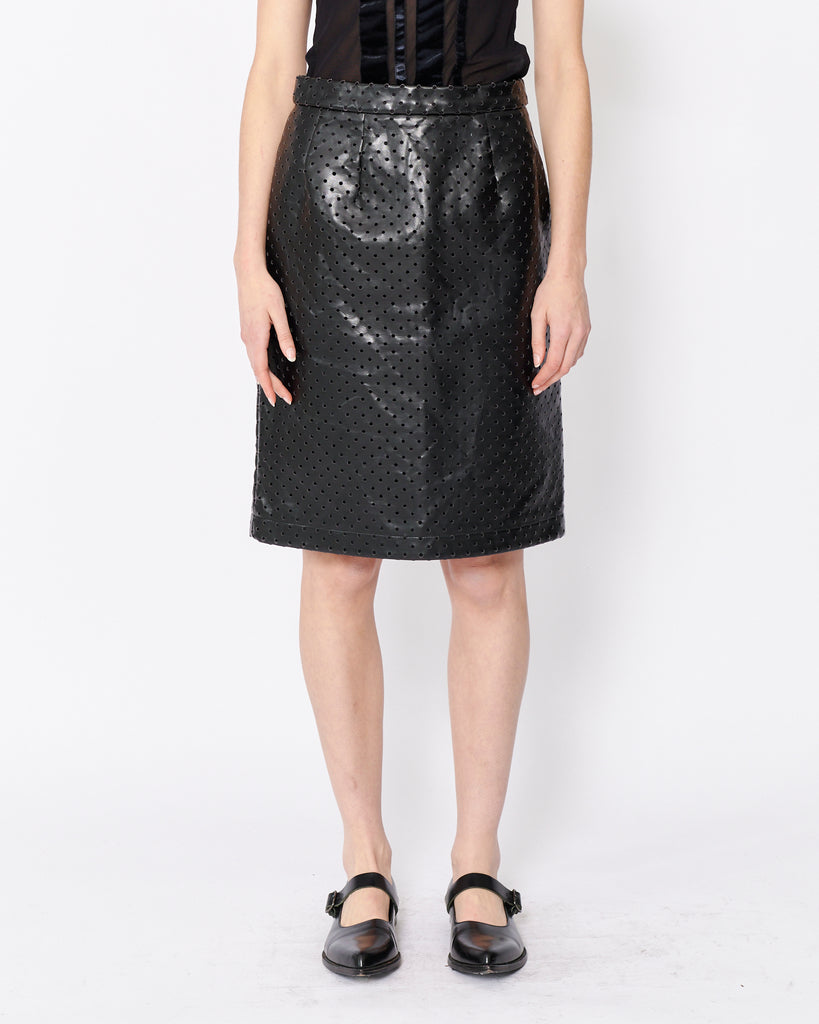 COMME des GARÇONS BLACK perforated leather skirt